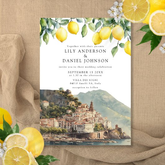 Amalfi Coast Lemons Italian Wedding Kaart