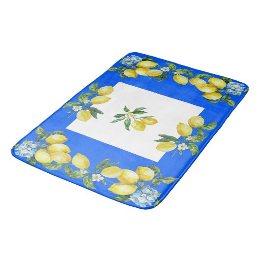 Amalfi Coast Lemons Ocean Blue Badmat (Gekanteld)