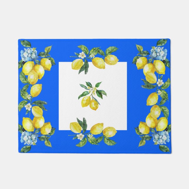 Amalfi Coast Lemons Ocean Blue Deurmat (Voorkant)