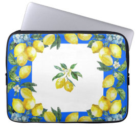 Amalfi Coast Lemons Ocean Blue Laptop Sleeve