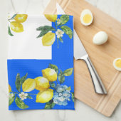 Amalfi Coast Lemons Ocean Blue Theedoek (Quarter Fold)