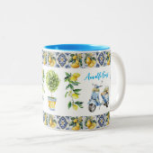 Amalfi Coast Lemons Vespa Tweekleurige Koffiemok (Voorkant rechts)