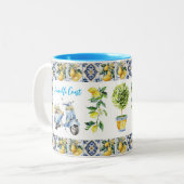 Amalfi Coast Lemons Vespa Tweekleurige Koffiemok (Voorkant links)