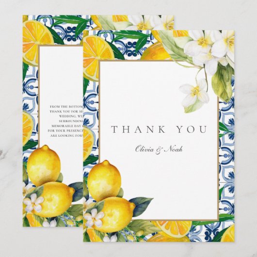 Amalfi Coast Mediterraanse citroen bedankje Bedankkaart (Voorkant / Achterkant)