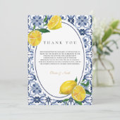 Amalfi Coast Mediterraanse citroen bedankje Bedankkaart (Staand voorkant)