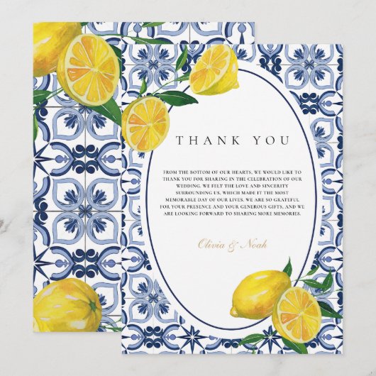 Amalfi Coast Mediterraanse citroen bedankje Bedankkaart (Voorkant / Achterkant)
