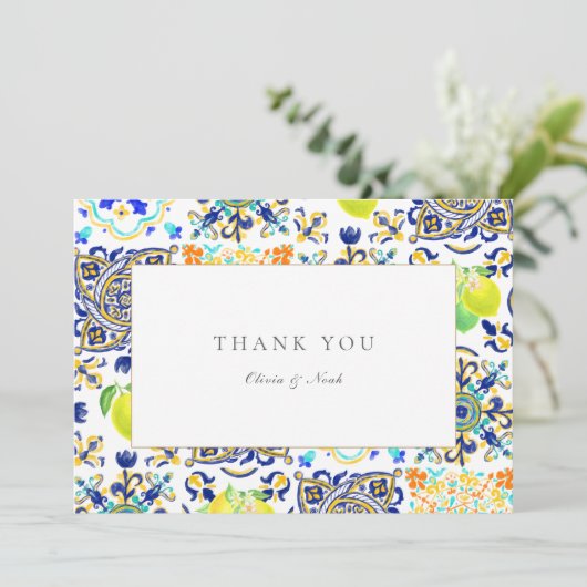 Amalfi Coast Mediterraanse citroen bedankje Bedankkaart (Staand voorkant)