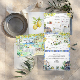 Amalfi Coast   Mediterrane routekaart Drieluik Uitnodiging