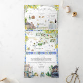 Amalfi Coast | Mediterrane routekaart Drieluik Uitnodiging (Binnen)