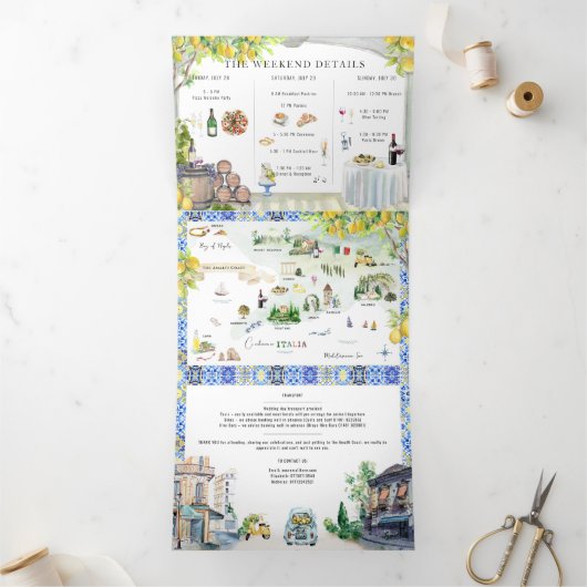 Amalfi Coast | Mediterrane routekaart Drieluik Uitnodiging (Binnen)