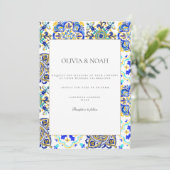 Amalfi Coast Mediterrane Tegel bruiloft uitnodigin Kaart (Staand voorkant)
