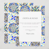 Amalfi Coast Mediterrane Tegel bruiloft uitnodigin Kaart (Voorkant / Achterkant)