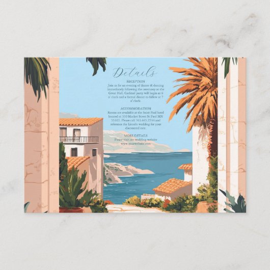 Amalfi Coast | Mediterrane Tegels bruiloft Informatiekaartje (Voorkant)