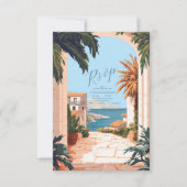 Amalfi Coast | Mediterrane Tegels bruiloft RSVP Kaartje (Voorkant)