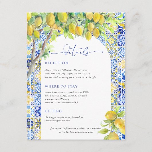 Amalfi Coast | Mediterrane Tegels Gastgegevens Informatiekaartje (Voorkant)