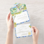 Amalfi Coast | Mediterranean Tiles Wedding All In One Uitnodiging (Uittrekbaar)