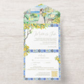 Amalfi Coast | Mediterranean Tiles Wedding All In One Uitnodiging (Binnenkant)