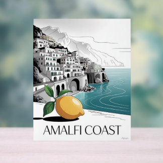Amalfi Coast Minimalist Line Art Acryl Bord