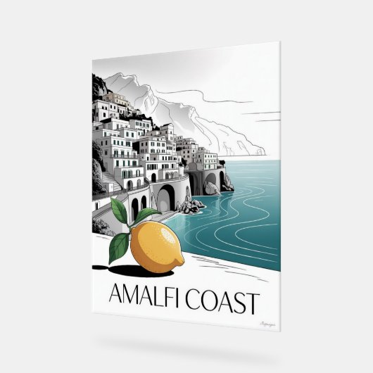 Amalfi Coast Minimalist Line Art Acryl Bord (Hoek)