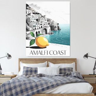 Amalfi Coast Minimalist Line Art Canvas Afdruk