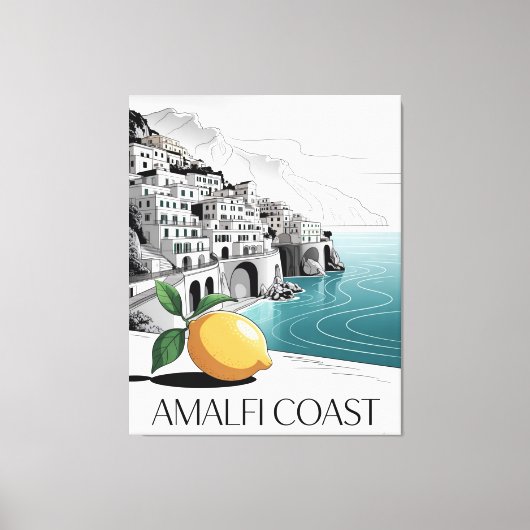 Amalfi Coast Minimalist Line Art Canvas Afdruk (Voorkant)