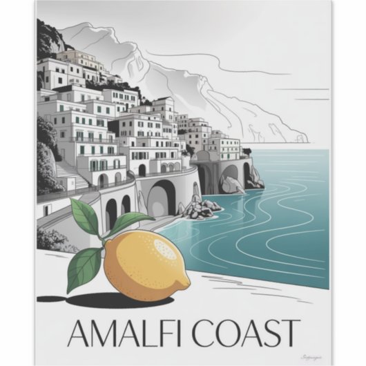 Amalfi Coast Minimalist Line Art Sticker (Voorkant)