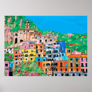 Amalfi Coast of Italy Digital Art Traditional Poster
