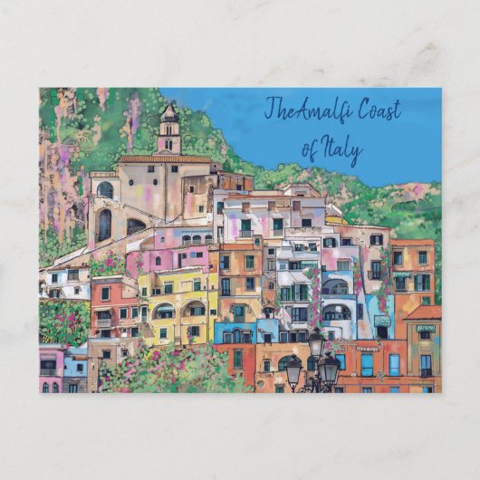 Amalfi Coast of Italy Traditional Art Briefkaart (Voorkant)