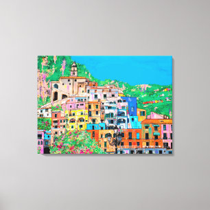 Amalfi Coast of Italy Traditional Digital Art Canvas Afdruk