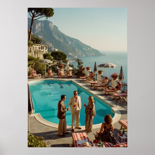 Amalfi Coast Poolside Paradise – Mediterranean Sum Poster (Voorkant)