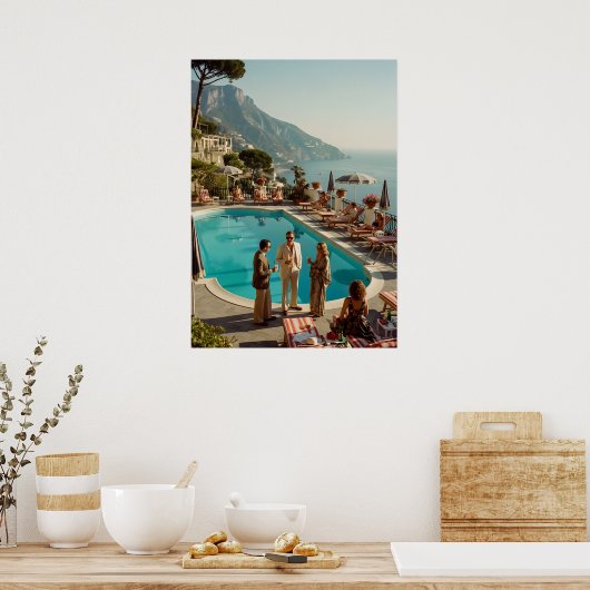 Amalfi Coast Poolside Paradise – Mediterranean Sum Poster (Keuken)