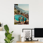 Amalfi Coast Poolside Paradise – Mediterranean Sum Poster (Thuiskantoor)