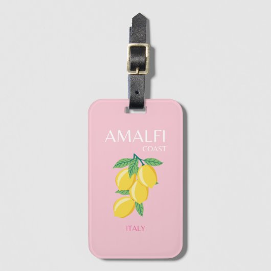 Amalfi Coast, Preppy Art, Roze, Reizen Bagagelabel (Voorkant (verticaal))