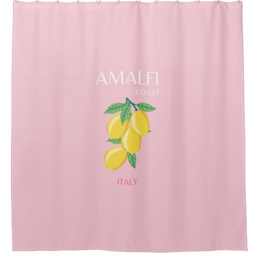 Amalfi Coast, Preppy Art, Roze, Reizen Douchegordijn (Voorkant)