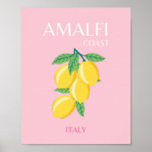 Amalfi Coast, Preppy Art, Roze, Reizen Poster (Voorkant)
