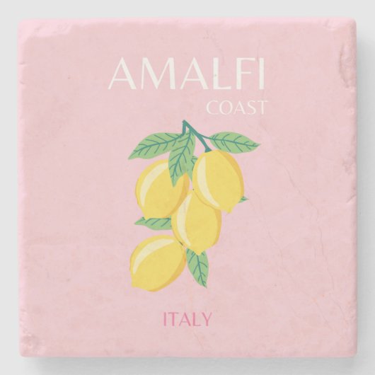 Amalfi Coast, Preppy Art, Roze, Reizen Stenen Onderzetter