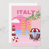Amalfi Coast, Preppy Reizen, Roze Feestdagenkaart (Voorkant / Achterkant)