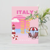 Amalfi Coast, Preppy Reizen, Roze Feestdagenkaart (Staand voorkant)