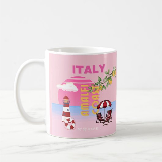 Amalfi Coast, Preppy Reizen, Roze Koffiemok (Links)