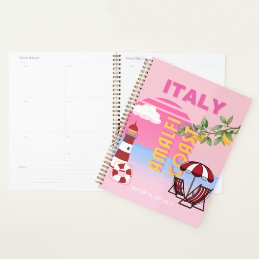 Amalfi Coast, Preppy Reizen, Roze Planner (Display)
