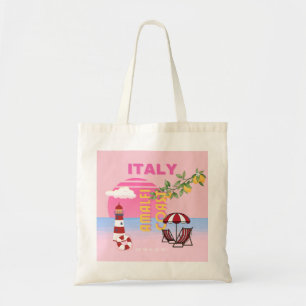 Amalfi Coast, Preppy Reizen, Roze Tote Bag