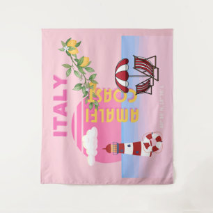 Amalfi Coast, Preppy Reizen, Roze Wandkleed