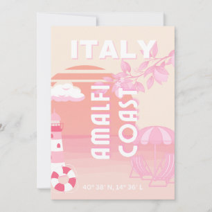 Amalfi Coast, Reiskunst, Preppy Travel, Pastel Feestdagenkaart