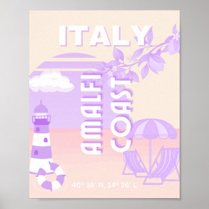 Amalfi Coast, Reiskunst, Preppy Travel, Pastel Poster