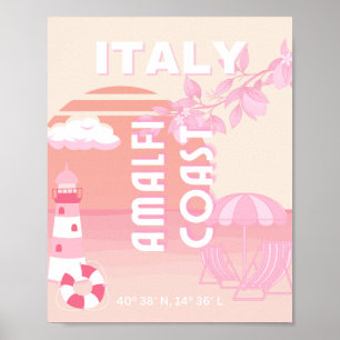 Amalfi Coast, Reiskunst, Preppy Travel, Pastel Poster