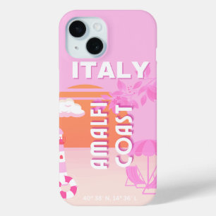 Amalfi Coast, Reiskunst, Preppy Travel, Roze iPhone 15 Case