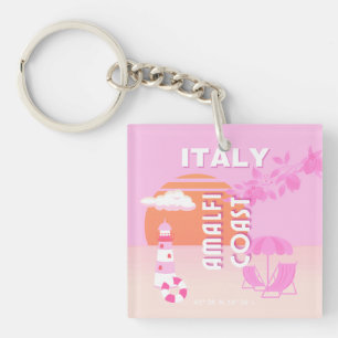 Amalfi Coast, Reiskunst, Preppy Travel, Roze Sleutelhanger