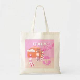 Amalfi Coast, Reiskunst, Preppy Travel, Roze Tote Bag