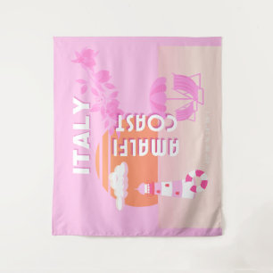 Amalfi Coast, Reiskunst, Preppy Travel, Roze Wandkleed