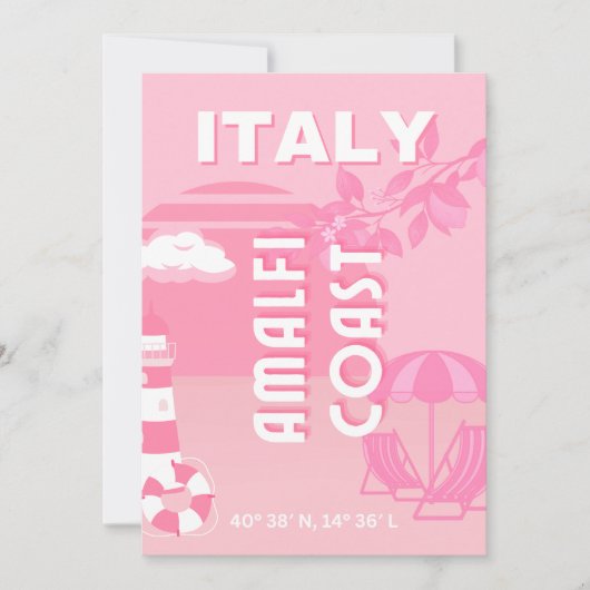 Amalfi Coast, Reiskunst, Roze Feestdagenkaart (Voorkant)
